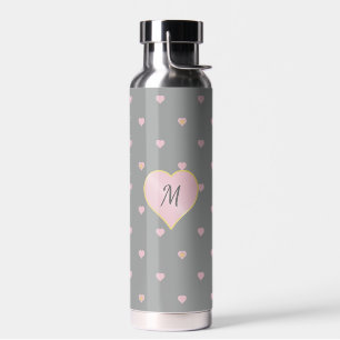 Stars Within Hearts on Grey Water Bottle