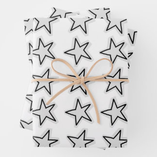 Stars Wrapping Paper Flat Sheet Set of 3