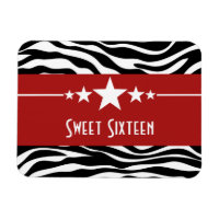 Stars Zebra Print Sweet 16 Magnet, Red
