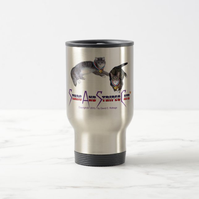 StarsAndStripesCats Mugs, Stainless Steel 15 oz Travel Mug (Center)