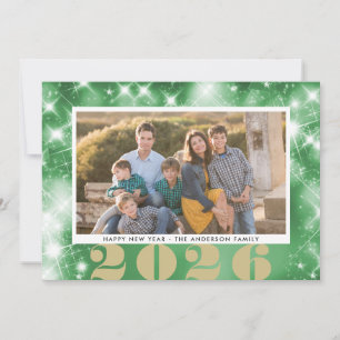 Starsbursts Happy New Year 2 Photo Holiday Card