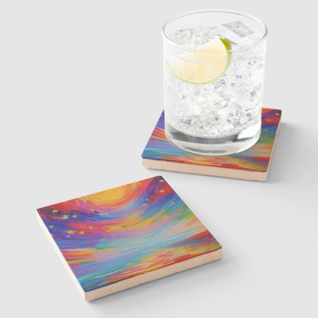 Starscape  stone coaster (Side)