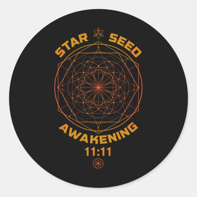 Starseed Awakening 1111 Sacred Geometry  Classic Round Sticker (Front)