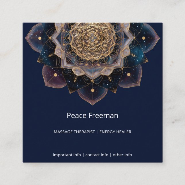 Starseed Geometry | Mandala Design Square Business Card (Front)