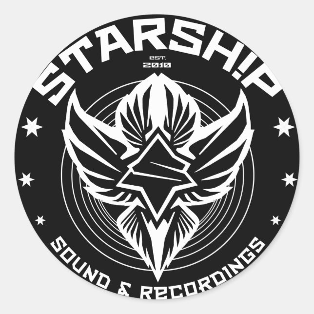 STARSHIP Sound & Recordings Sticker (Blk Bkgd) (Front)