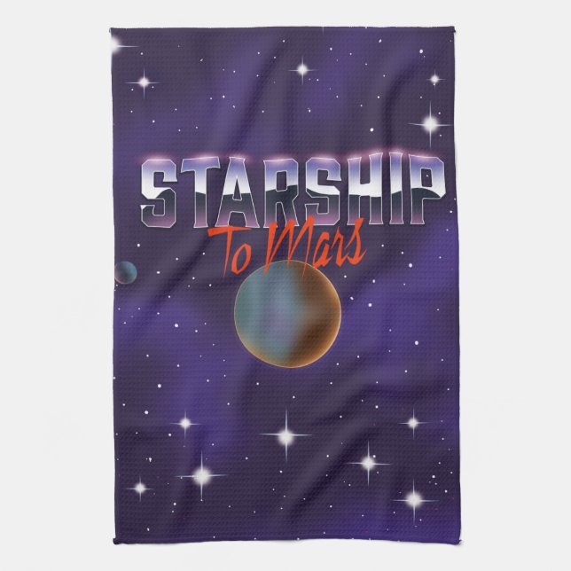 Starship to Mars Tea Towel (Vertical)