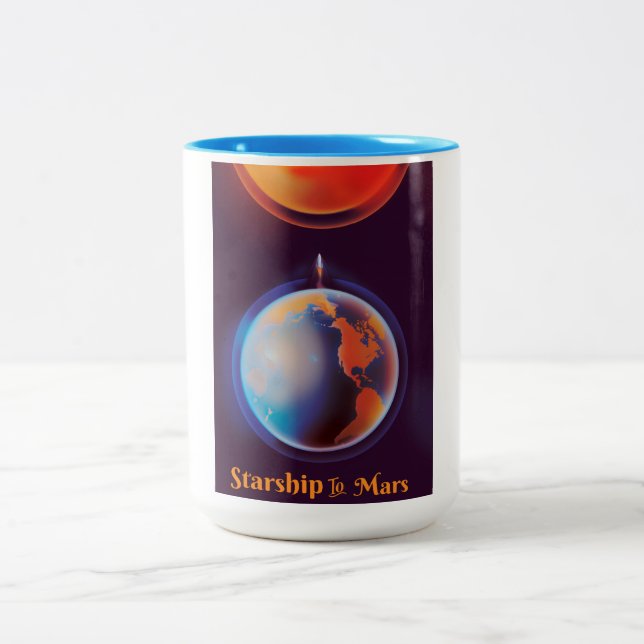 Starship to Mars Two-Tone Coffee Mug (Center)