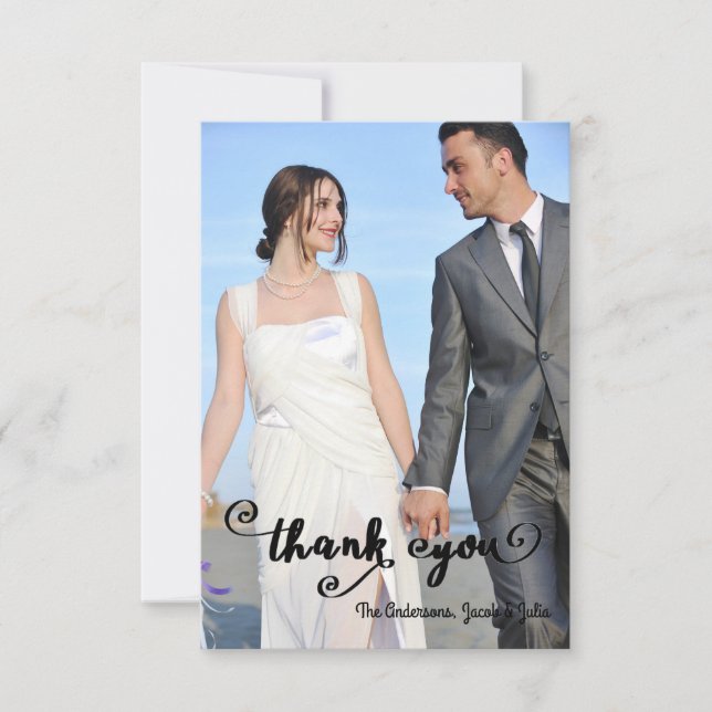 Starstruck Script Photo - 3x5 Wedding Thank You Card (Front)