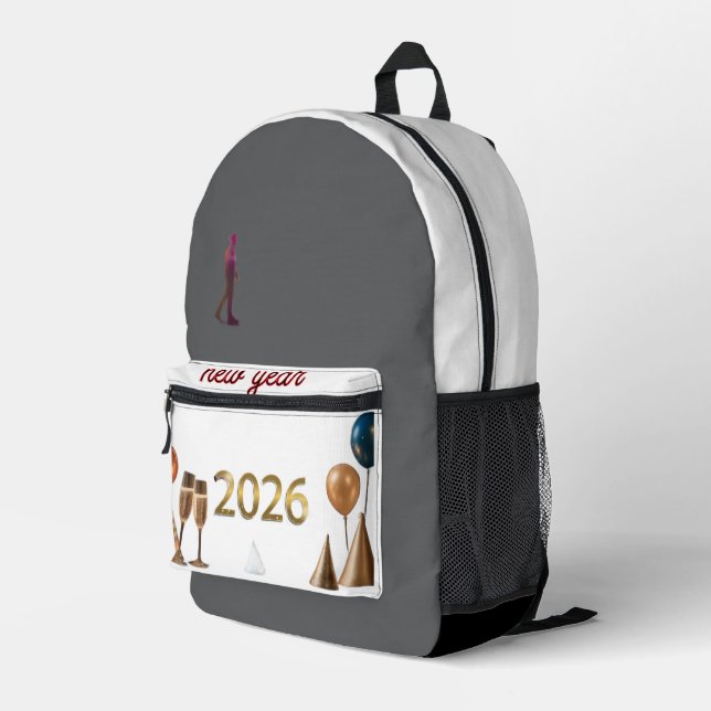 Start 2026 with style — carry the celebration with printed backpack (Back Corner Right)