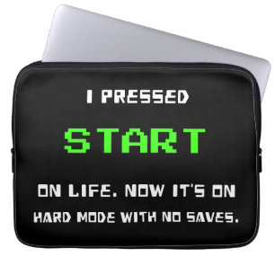 START Button Retro 8 Bit Pixel Art Gamer Gaming Laptop Sleeve