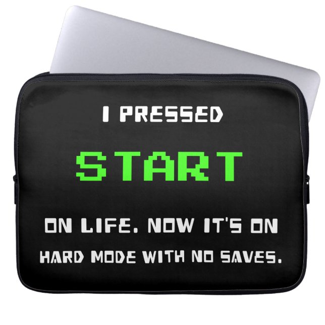 START Button Retro 8 Bit Pixel Art Gamer Gaming Laptop Sleeve (Front)