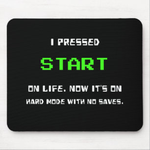 START Button Retro 8 Bit Pixel Art Gamer Gaming  Mouse Mat