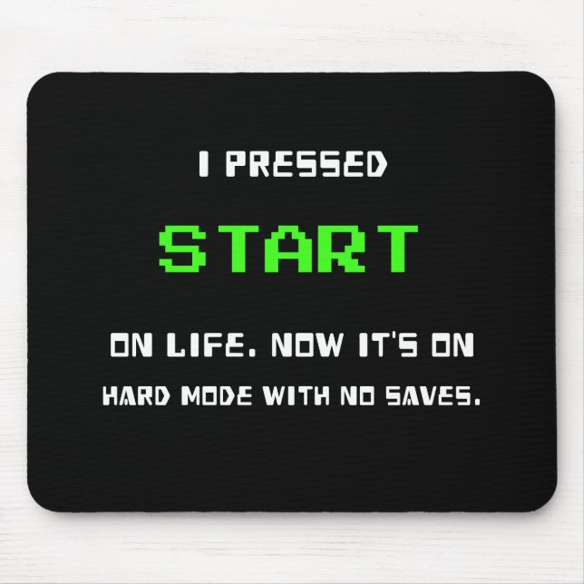 START Button Retro 8 Bit Pixel Art Gamer Gaming  Mouse Mat (Front)