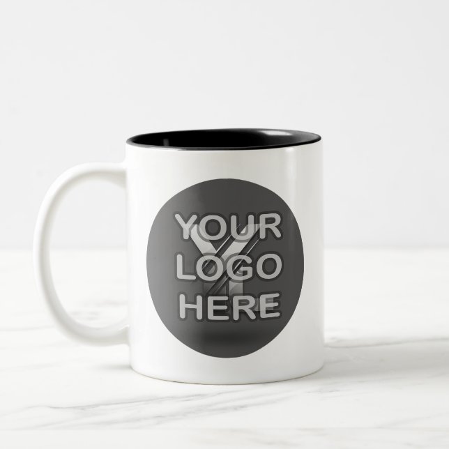 Start Every Day Your Brand: Custom Logo Coffee Two-Tone Coffee Mug (Left)