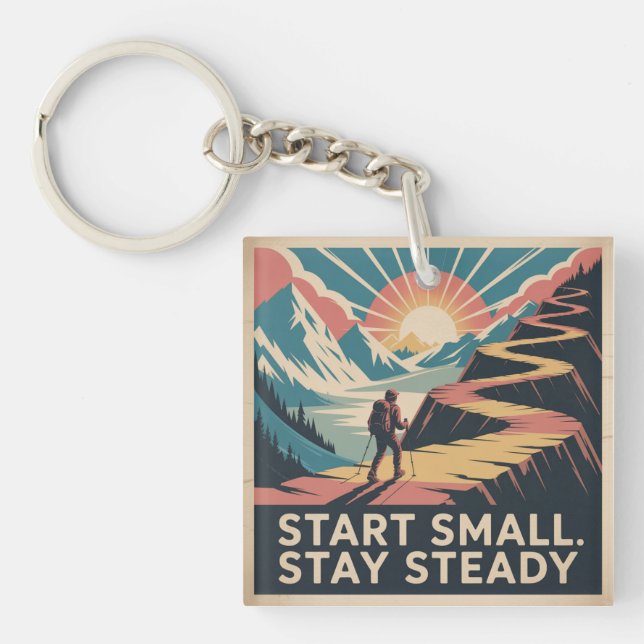 Start Small. Stay Steady Key Ring (Front)
