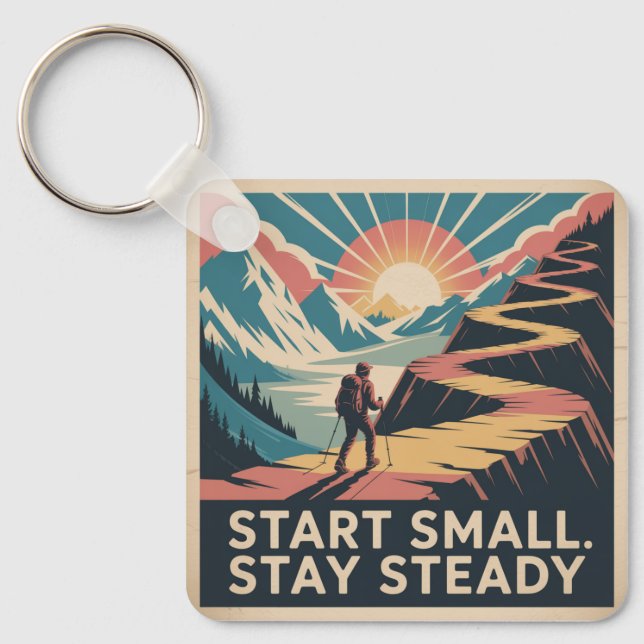 Start Small. Stay Steady Key Ring (Front)
