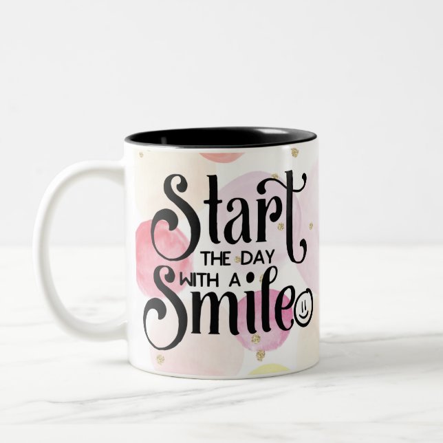 Start The Day with a Smile Two-Tone Coffee Mug (Left)