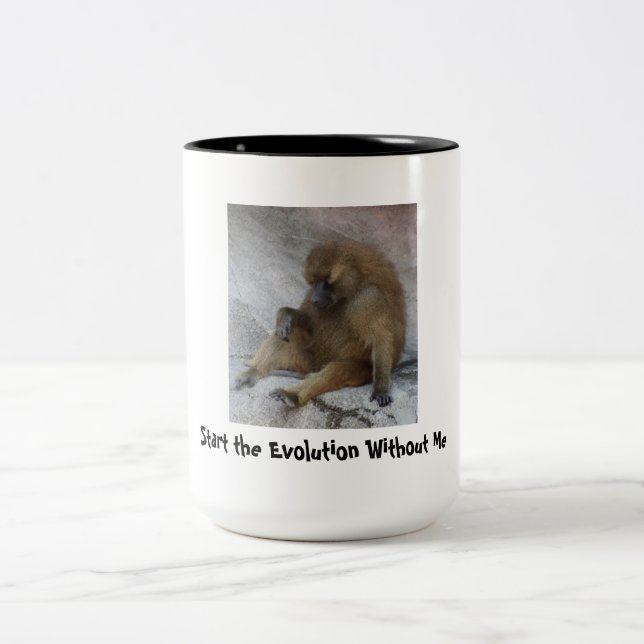 Start the Evolution Without Me Two-Tone Coffee Mug (Center)