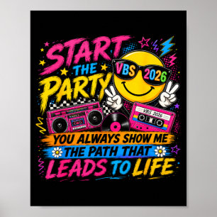 Start the party vbs 2026 retro christian youth poster
