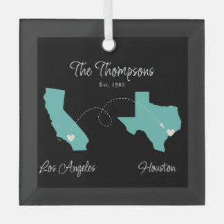 Start to State Family Move Glass Ornament