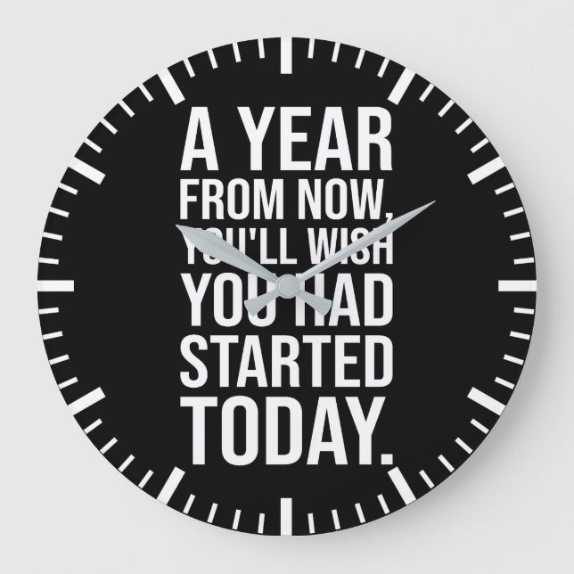 Start Today, New Year's Resolution - Motivational Large Clock (Front)
