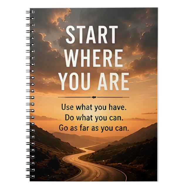 🚀 Start Where You Are Daily Motivation Notebook (Front)