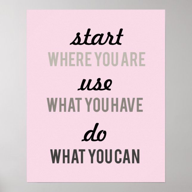 Start where you are Use what you have motivational Poster (Front)
