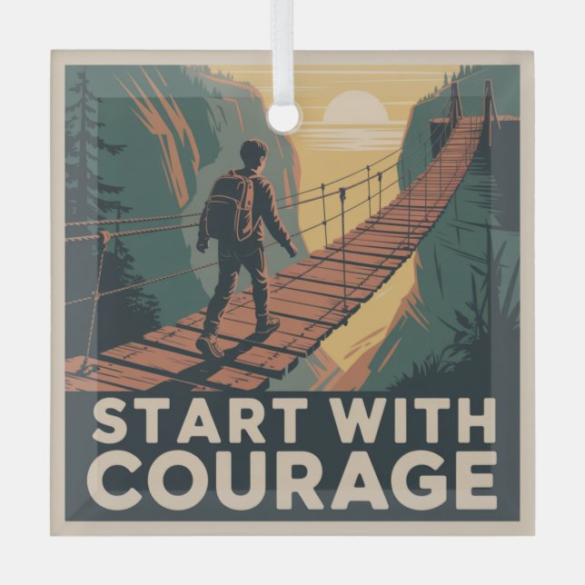 Start With Courage Glass Tree Decoration (Front)