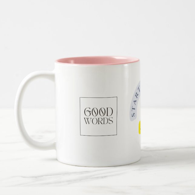 Start Your Day with a Smile – Enjoy Every Sip!  Two-Tone Coffee Mug (Left)