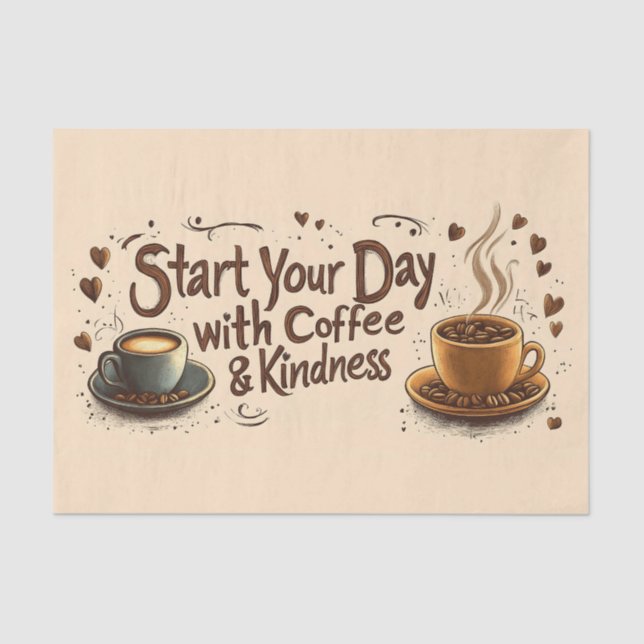 Start Your Day with Coffee & Kindness Quote Tissue Paper (Front)