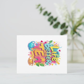 Start your day with positivity! ☕ This vibrant 'L Postcard