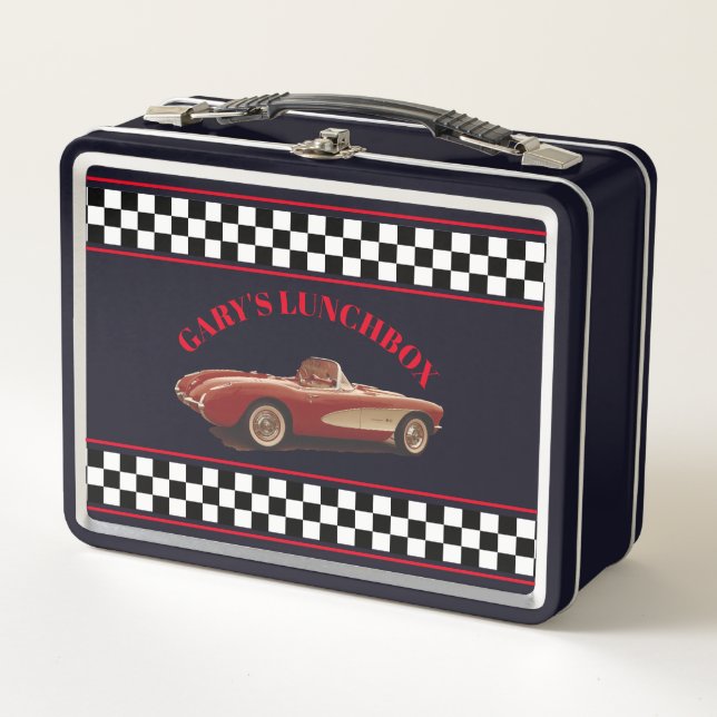 Start Your Engine, Red Corvette Metal Lunchbox (Front)