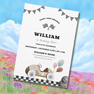 Start Your Engines Birthday Invitation for Boys