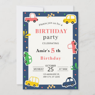Start Your Engines for a Birthday Adventure Invitation