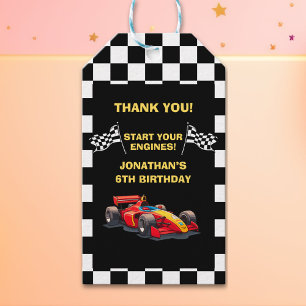 Start Your Engines! Fun Racing Driver Birthday  Gift Tags