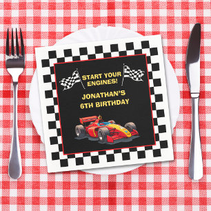 Start Your Engines! Fun Racing Driver Birthday Napkin