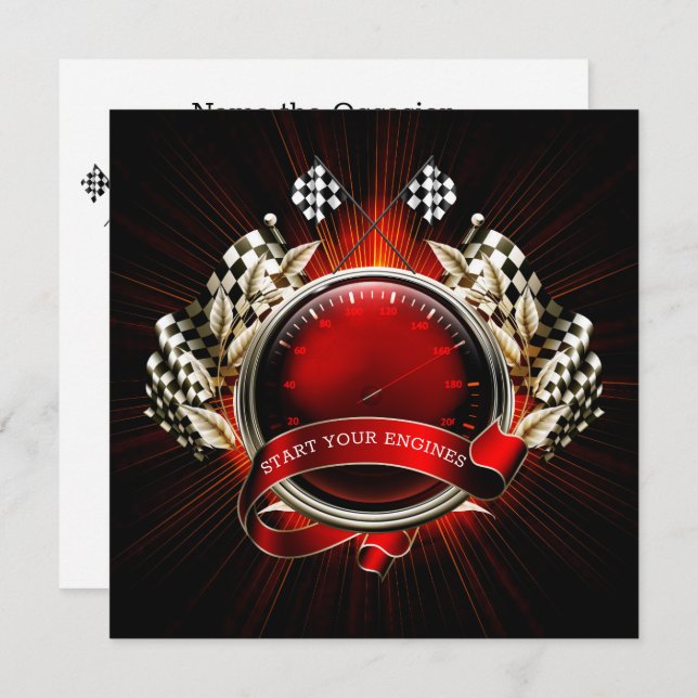 Start Your Engines Invitation (Front/Back)