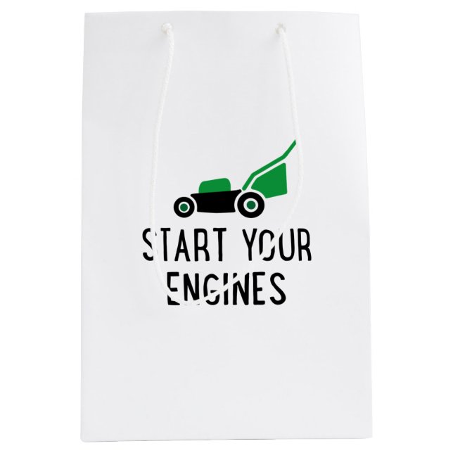 Start your Engines Lawn Mower Medium Gift Bag (Front)