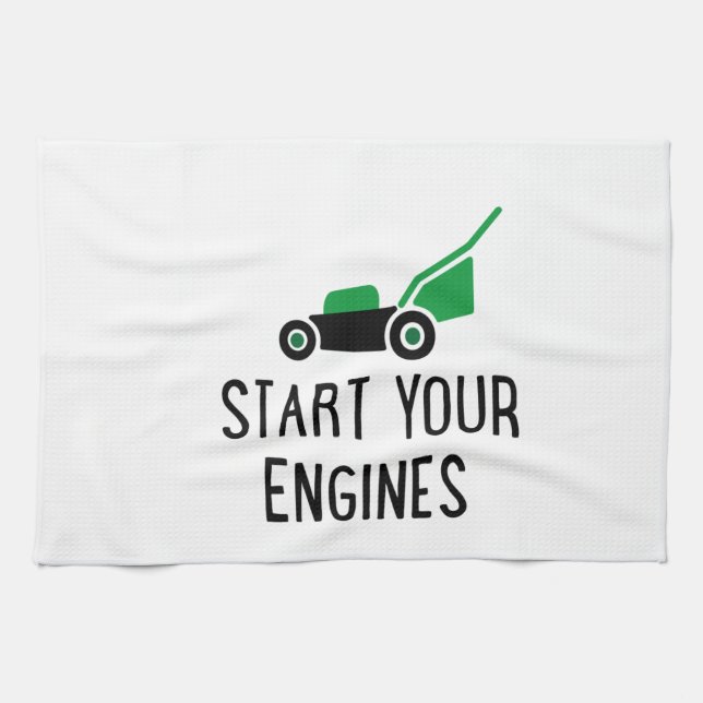 Start your Engines Lawn Mower Tea Towel (Horizontal)