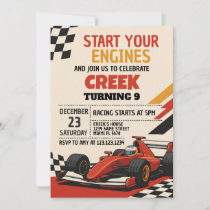 Start Your Engines! Race Car Birthday Invitation