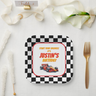 Start Your Engines Race Car Birthday Paper Plate