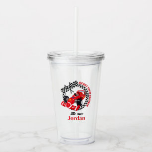 Start Your Engines Red Race Car Any Age Birthday Acrylic Tumbler