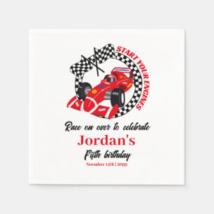 Start Your Engines Red Race Car Any Age Birthday Napkin