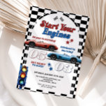 Start Your Engines Retro Race Car Double Birthday Invitation<br><div class="desc">EDITABLE Start Your Engines Retro Race Car Double Birthday Invitation
Elegant Kid's Any Age Joint Race Car Party Blue Red Retro Race Car
Get Ready To Race Birthday Party Invite</div>