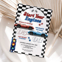 Start Your Engines Retro Race Car Double Birthday