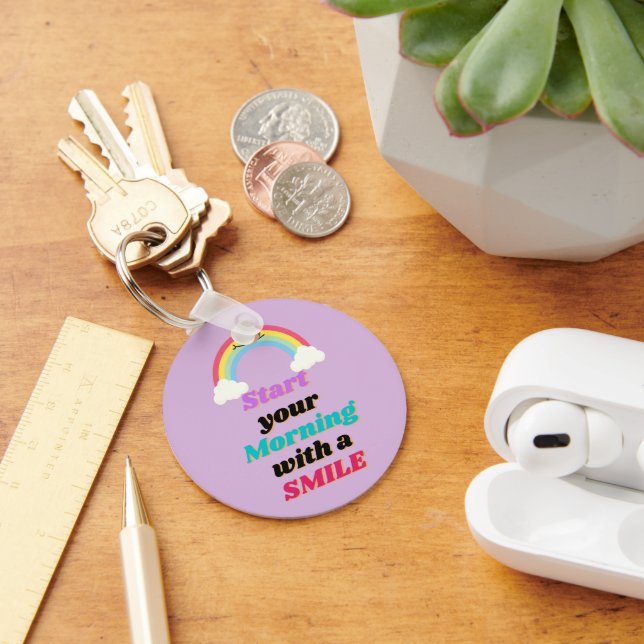Start your Morning with a Smile Button Keychain (Desk)