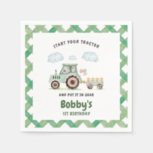 Start Your Tractor 1st Birthday Napkin