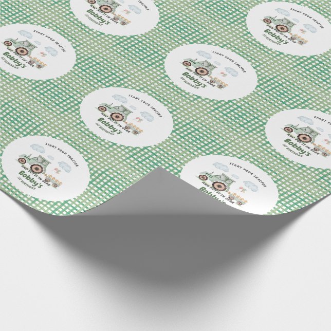 Start Your Tractor 1st Birthday Wrapping Paper (Corner)
