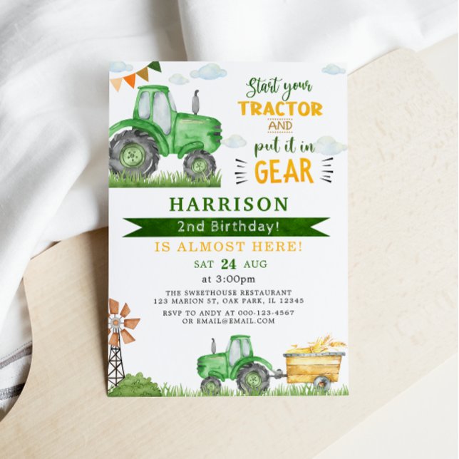 Start your Tractor and put in Gear 2nd Birthday Invitation (Creator Uploaded)