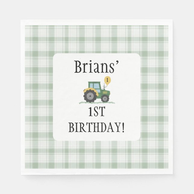 Start Your Tractor Square Paper Napkin (Front)